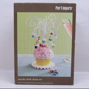 Pier 1 Pink and Yellow Cupcake Drink Charm Set
